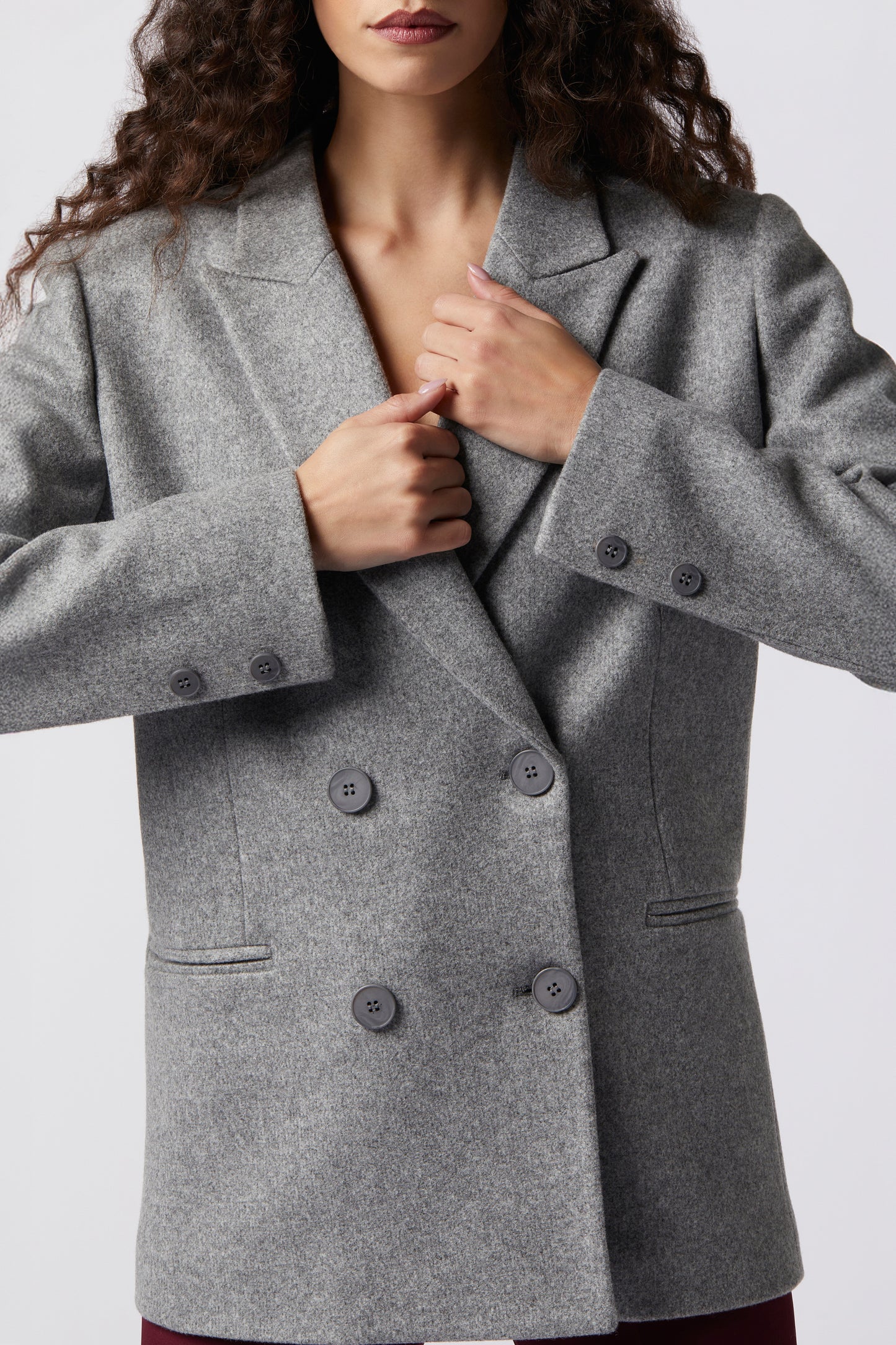 Cappotto corto doppiopetto in misto lana