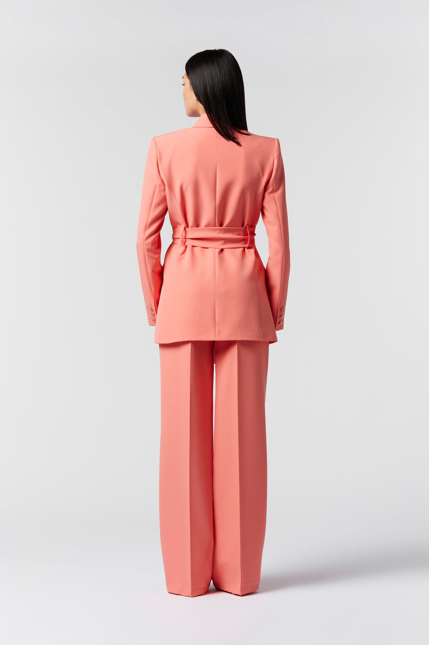 Tailleur Giacca con Cintura e Pantalone palazzo - Tessuto Stretch