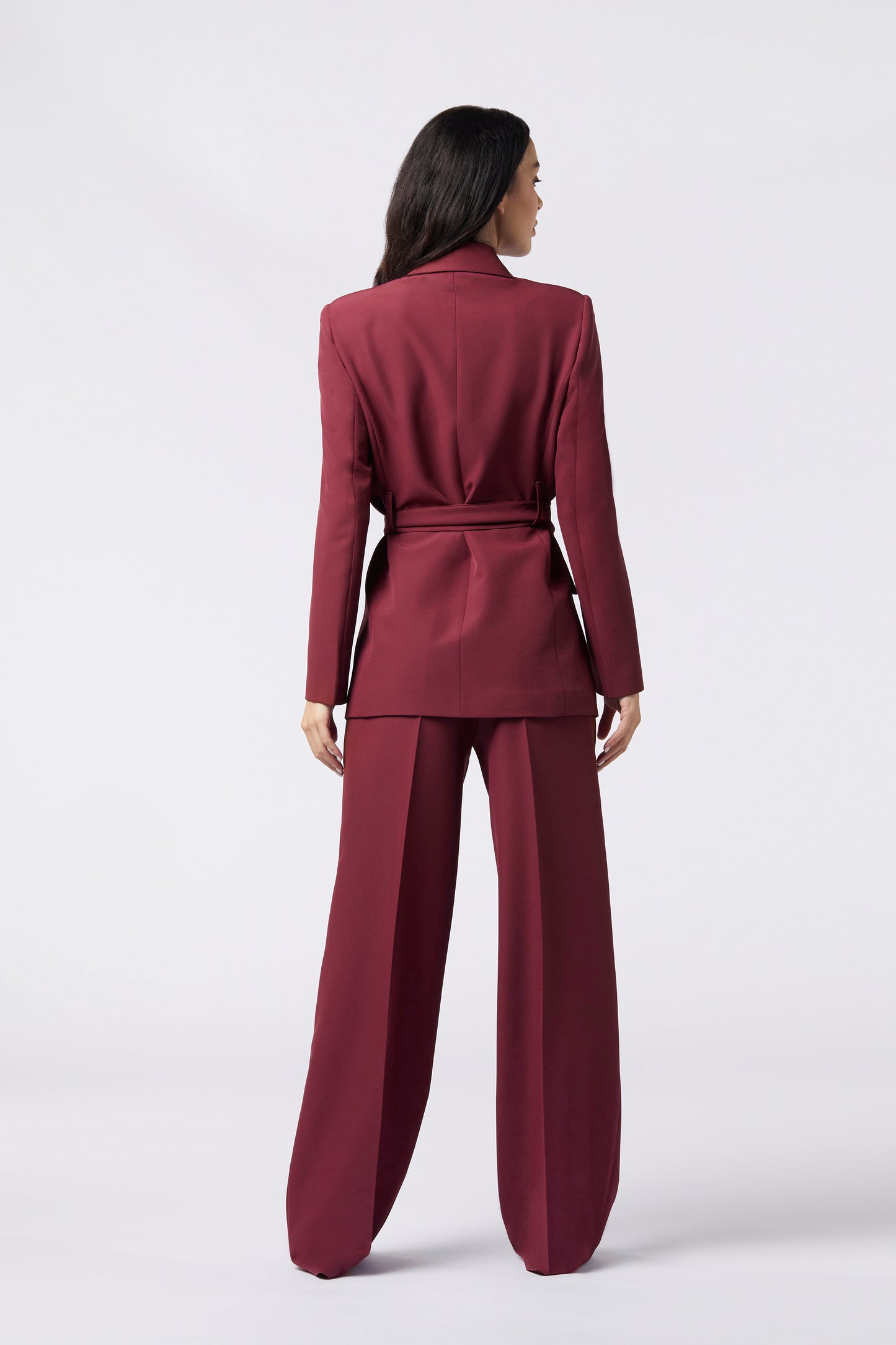 Tailleur Giacca con Cintura e Pantalone palazzo - Tessuto Stretch