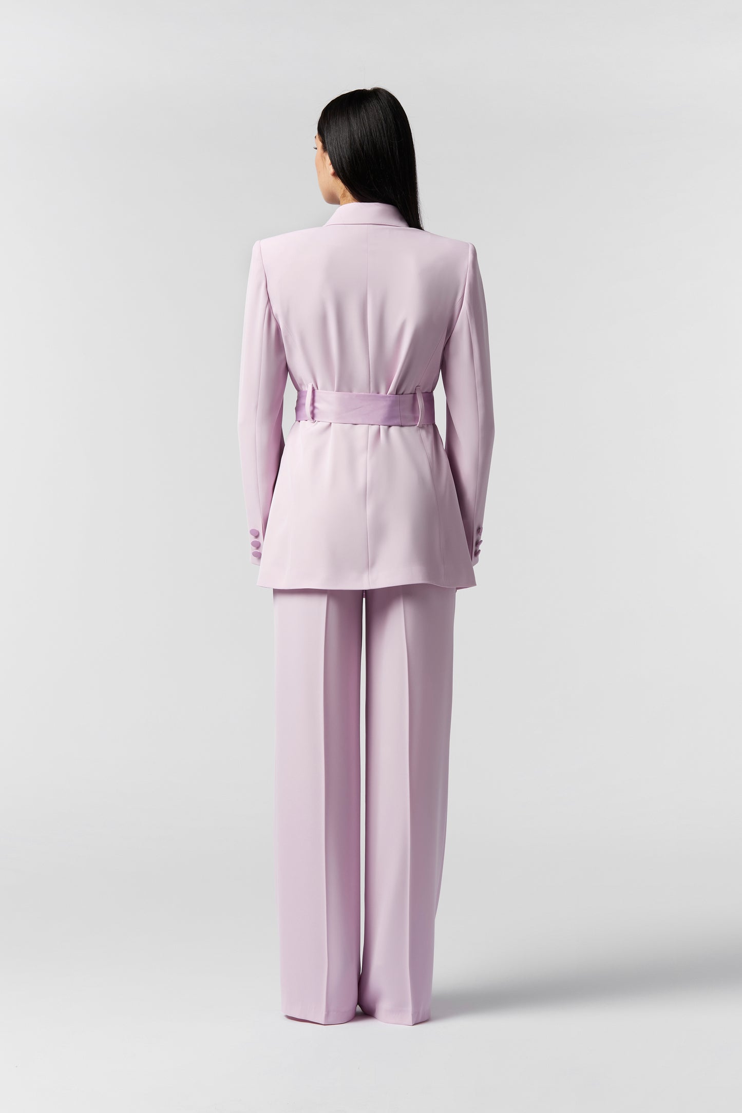 Tailleur Giacca con cintura in raso e Pantalone Palazzo - Kady fluido
