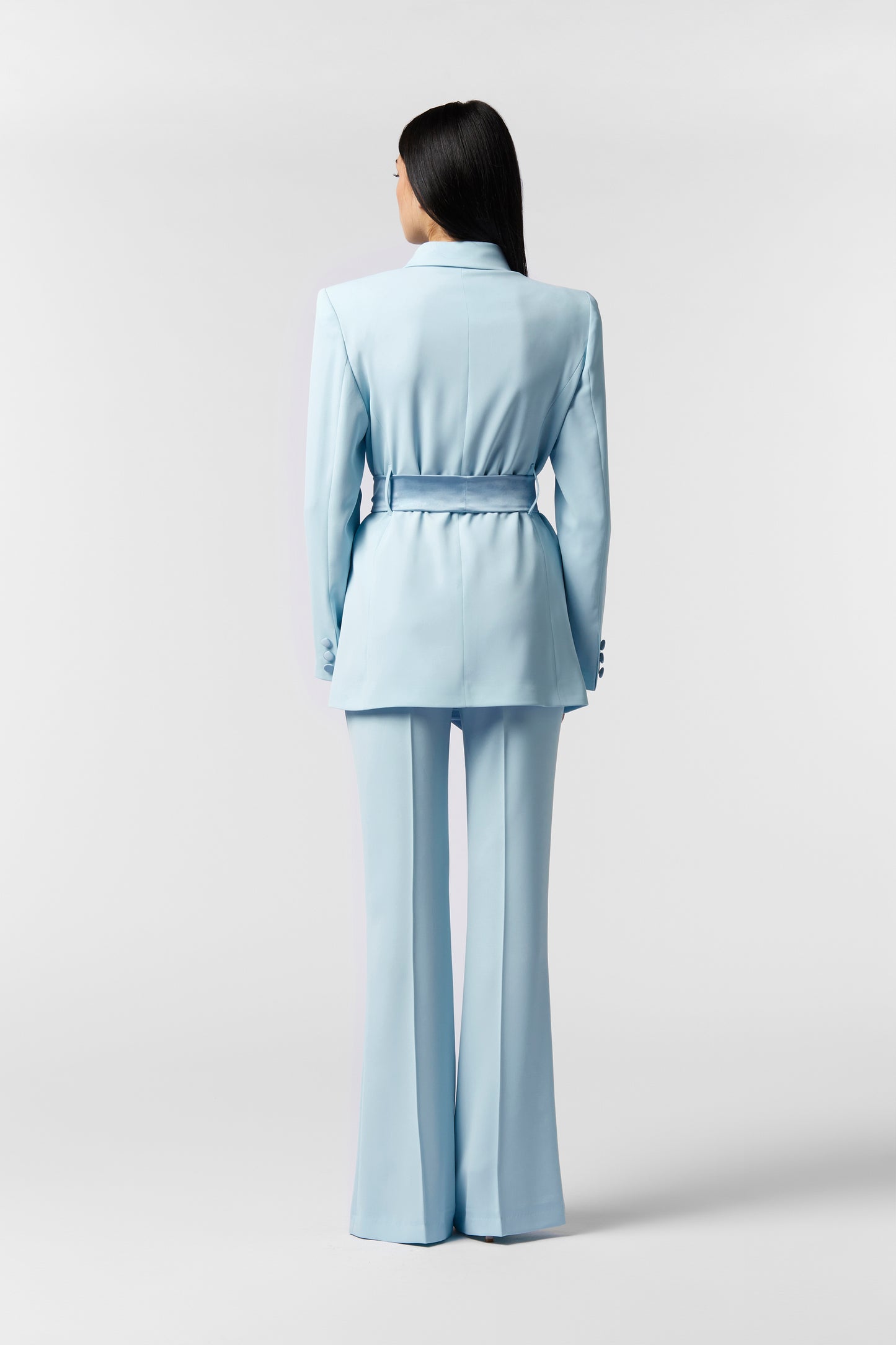 Tailleur Giacca con cintura in raso e Pantalone Zampa - Kady fluido