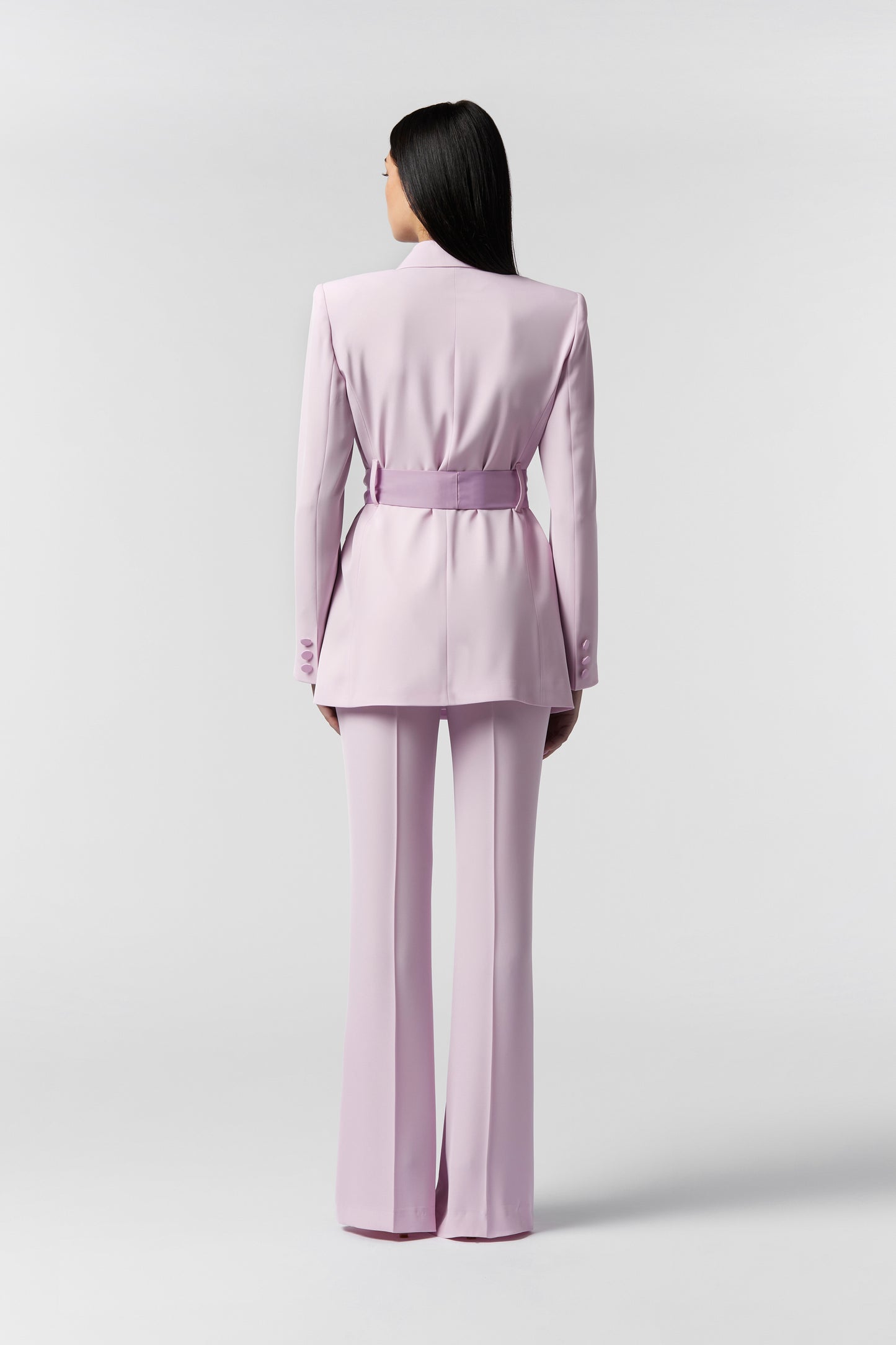 Tailleur Giacca con cintura in raso e Pantalone Zampa - Kady fluido