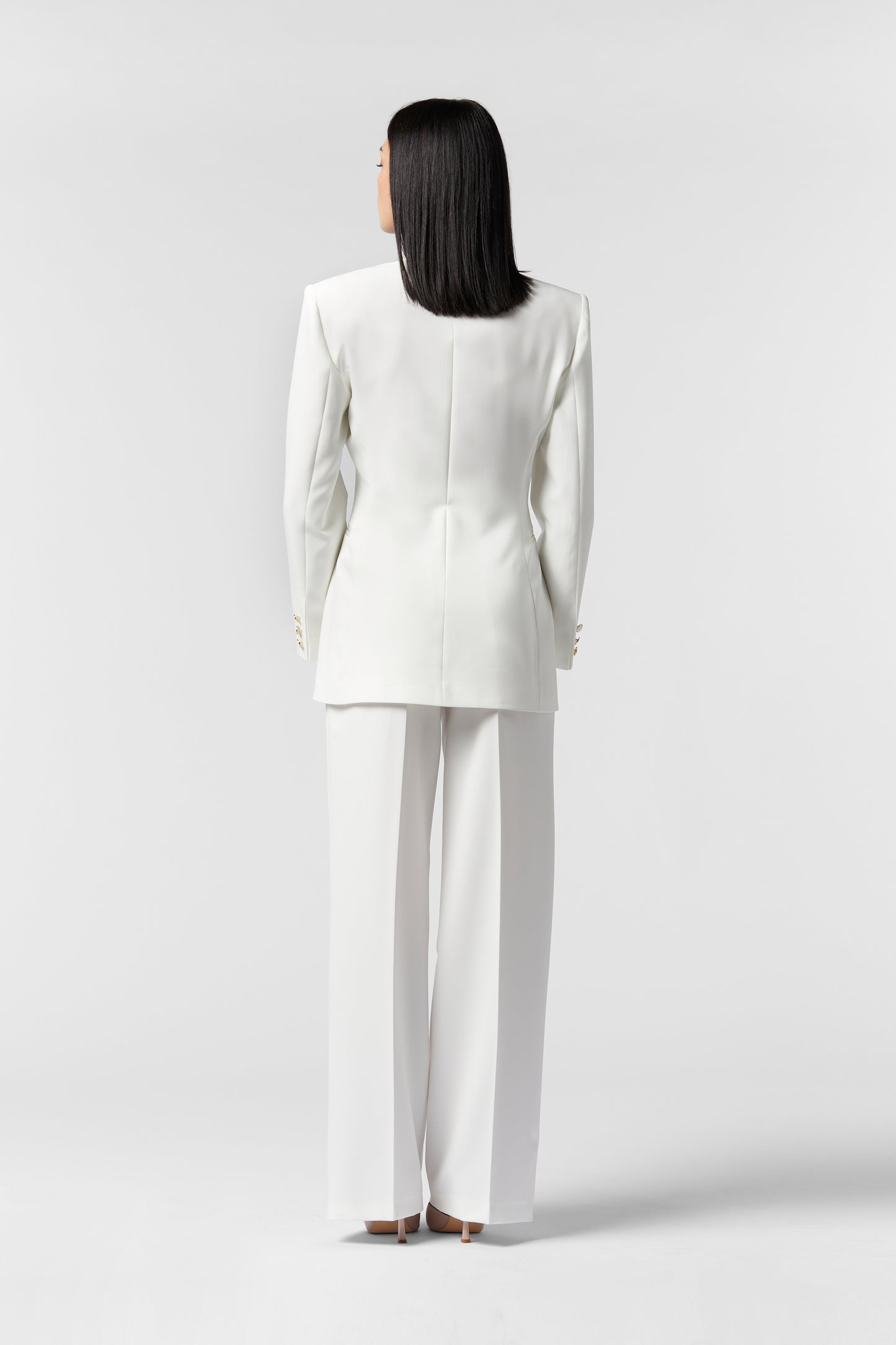 Tailleur Doppiopetto Rever raso e Pantalone Palazzo - Tessuto Stretch