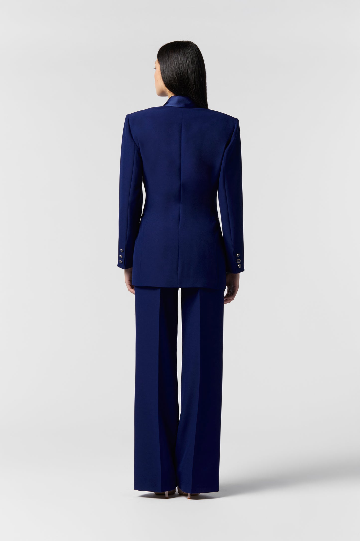 Tailleur Doppiopetto Rever raso e Pantalone Palazzo - Tessuto Stretch