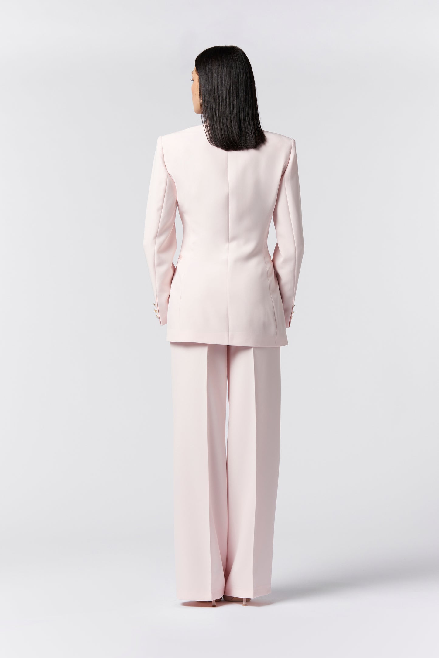 Tailleur Doppiopetto Rever raso e Pantalone Palazzo - Tessuto Stretch