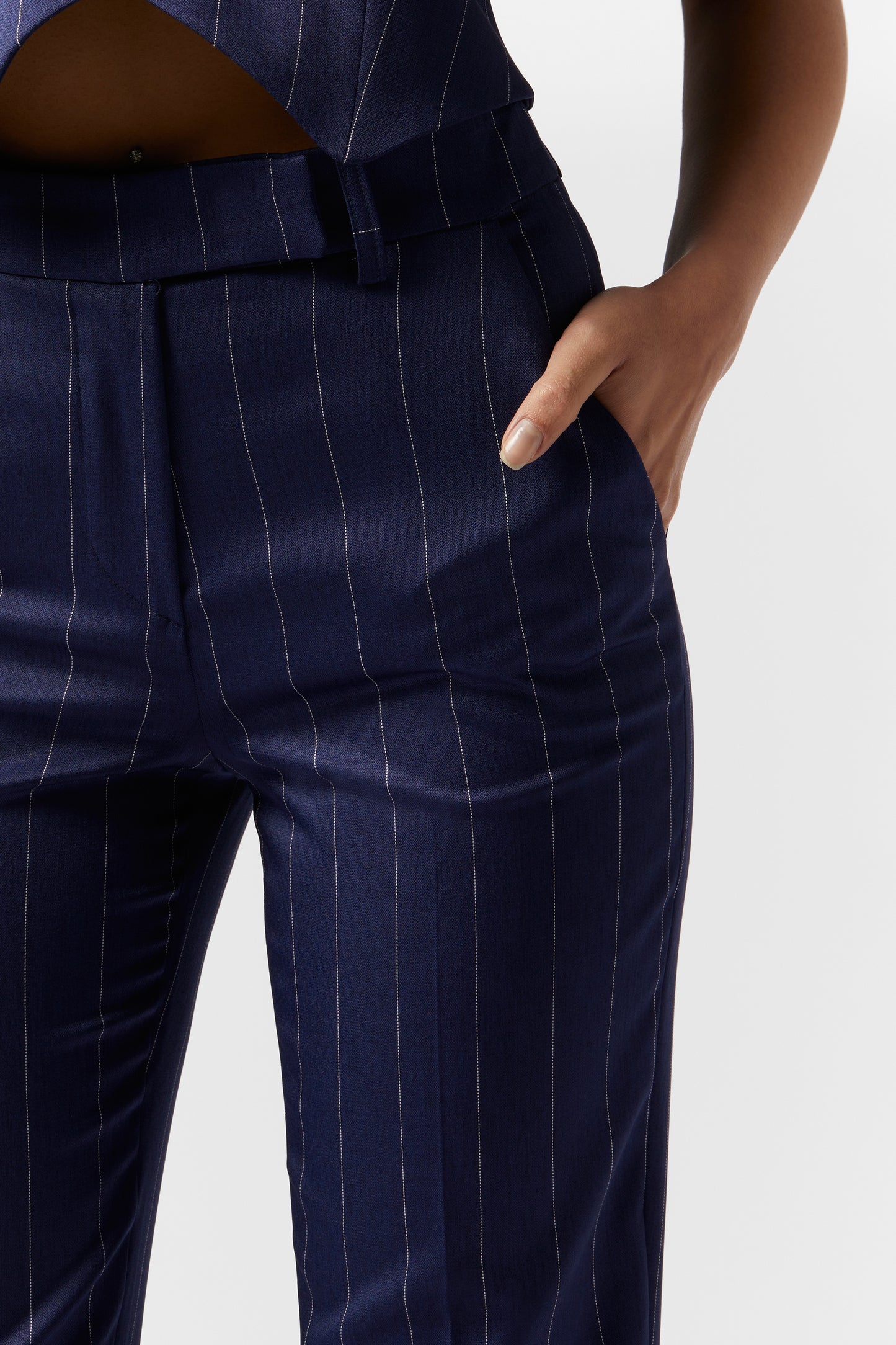 Tailleur Giacca con Cintura e Pantalone Gamba dritta - Gessato