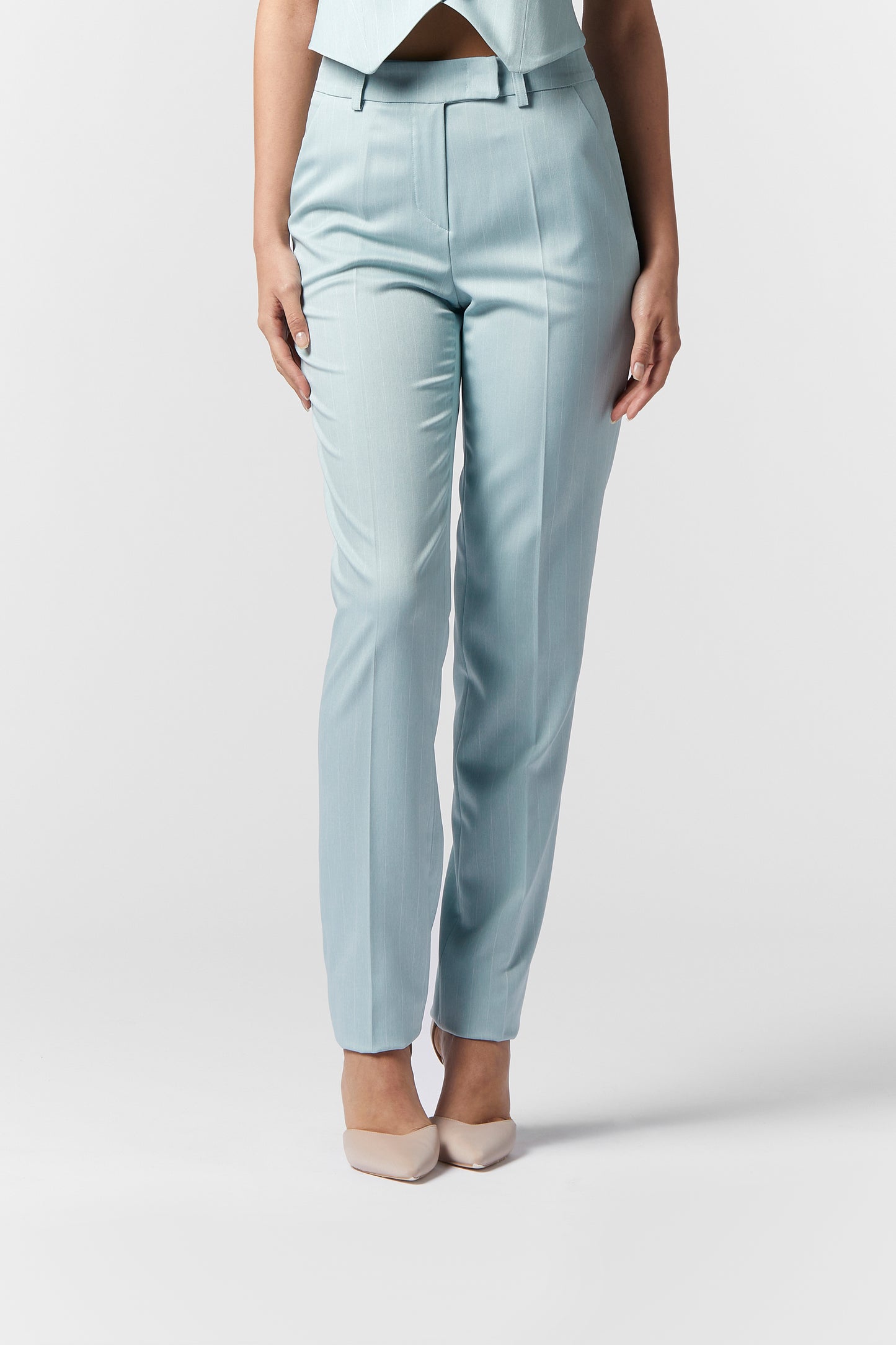 Tailleur Giacca con Cintura e Pantalone Gamba dritta - Gessato