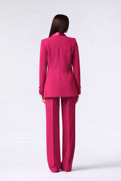 SS26 / Tailleur Giacca monopetto rever raso e Pantalone palazzo – Tessuto Stretch