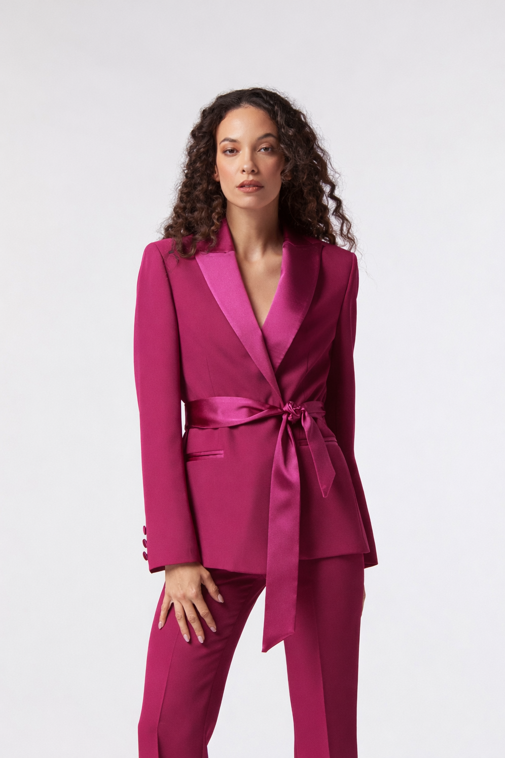 SS26 / Giacca con cintura in raso - Tessuto Kady