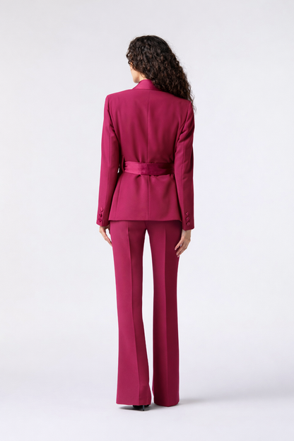 SS26 / Tailleur Giacca con cintura in raso e Pantalone Zampa - Tessuto Kady