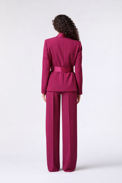 SS26 / Tailleur Giacca con cintura in raso e Pantalone Palazzo - Tessuto kady