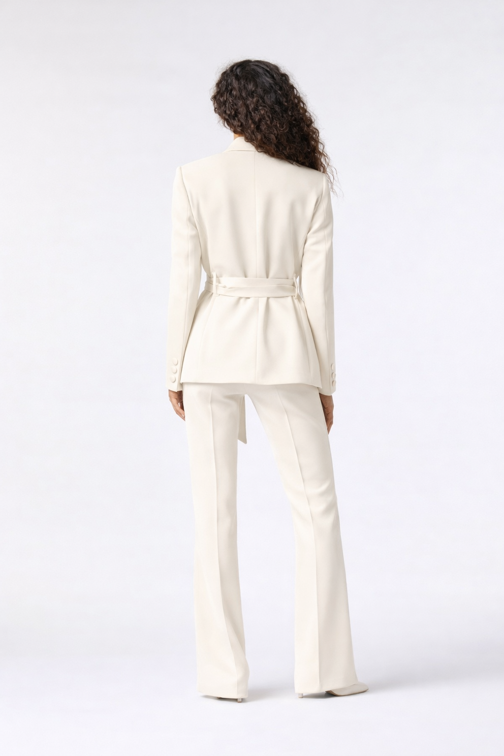 SS26 / Tailleur Giacca con cintura in raso e Pantalone Palazzo - Tessuto kady