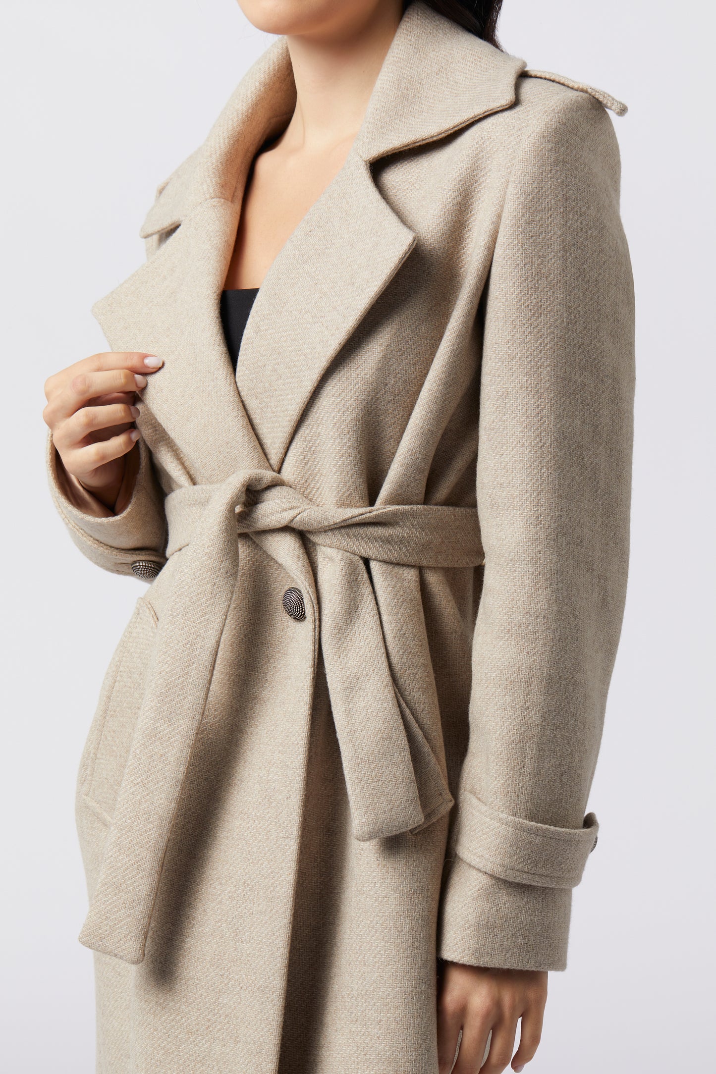 Cappotto con cintura Lana
