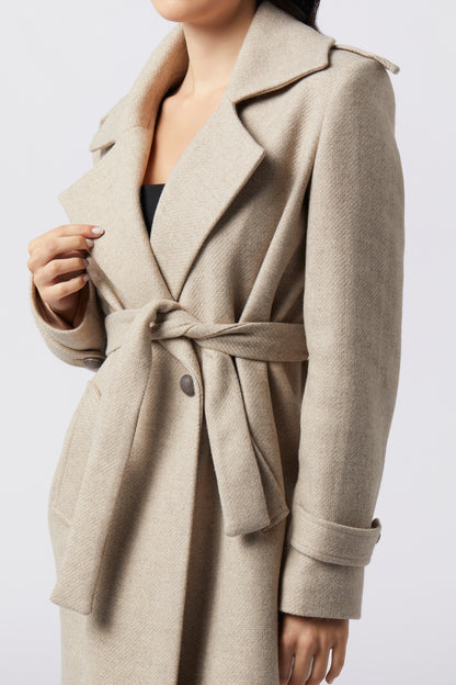 Cappotto con cintura Lana