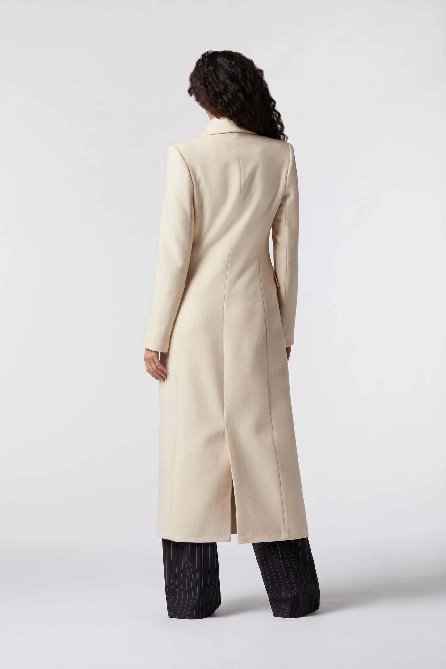 Cappotto lungo monopetto in misto lana