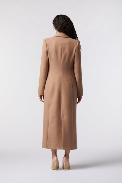 Cappotto lungo monopetto in misto lana