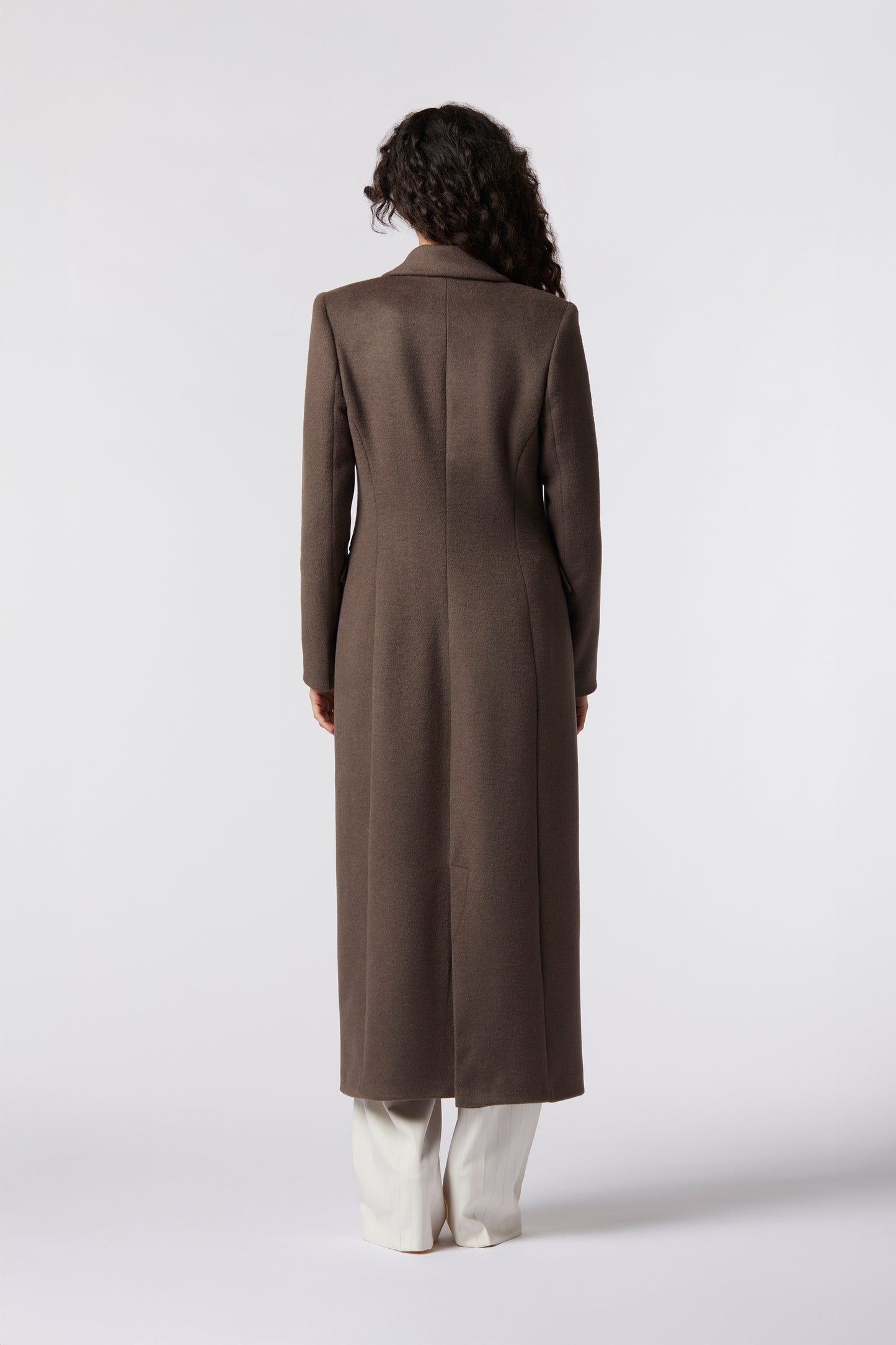 Cappotto lungo monopetto in misto lana