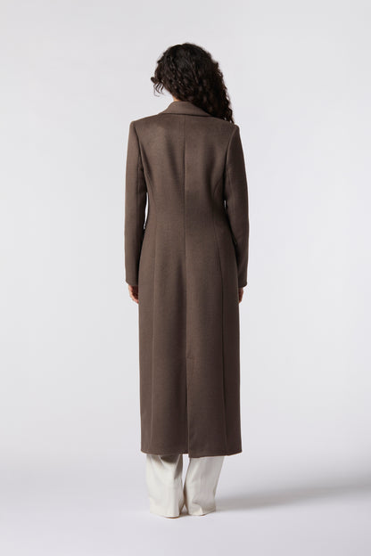 Cappotto lungo monopetto in misto lana