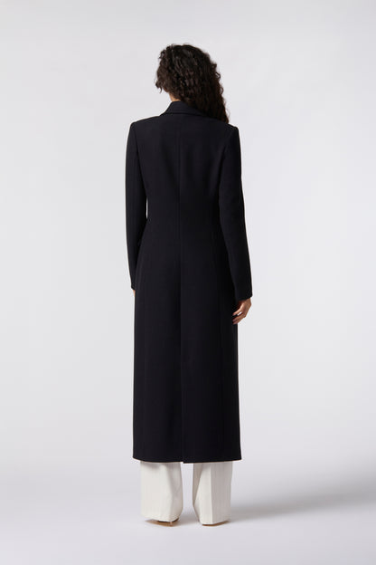 Cappotto lungo monopetto in misto lana