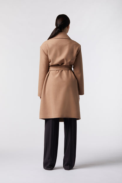 Cappotto midi con cintura in misto lana