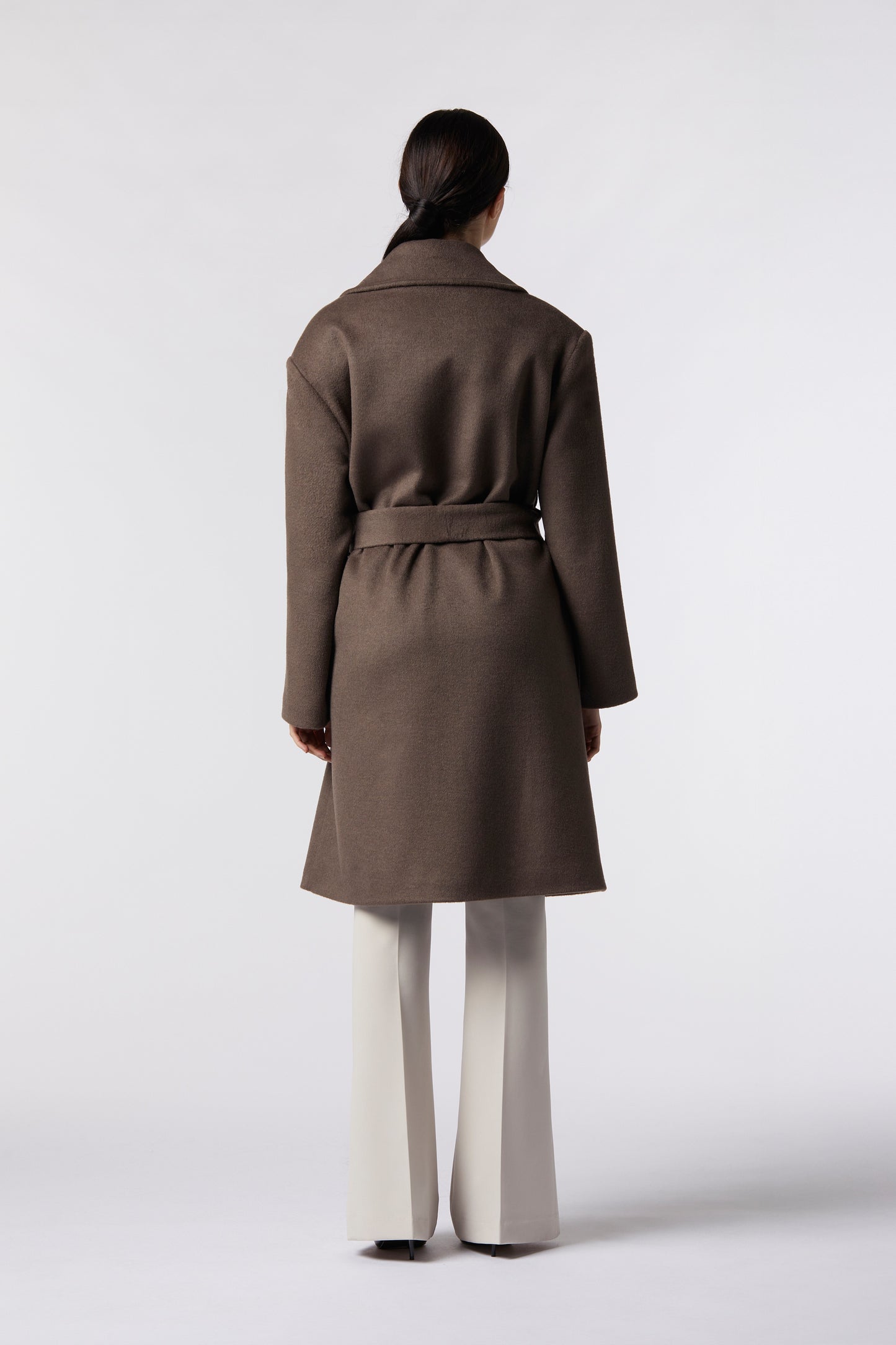 Cappotto midi con cintura in misto lana