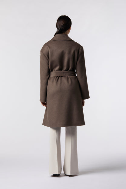 Cappotto midi con cintura in misto lana