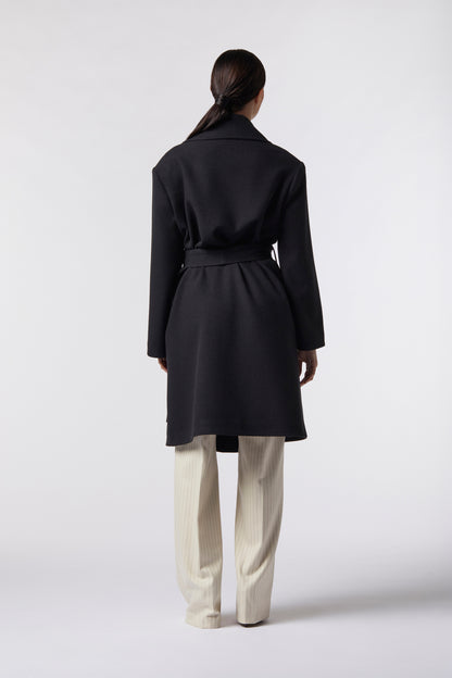 Cappotto midi con cintura in misto lana