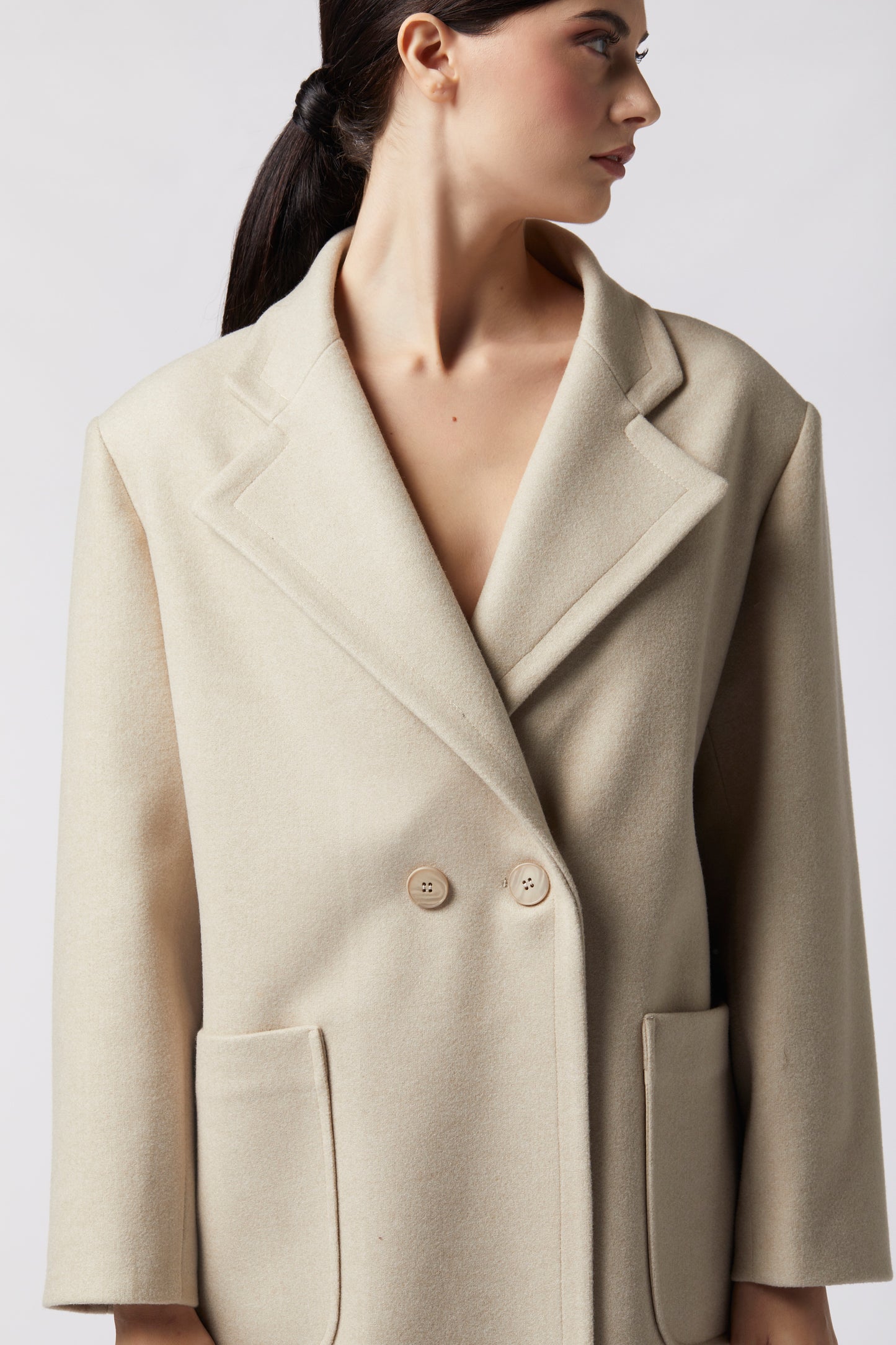 Cappotto doppiopetto in misto lana