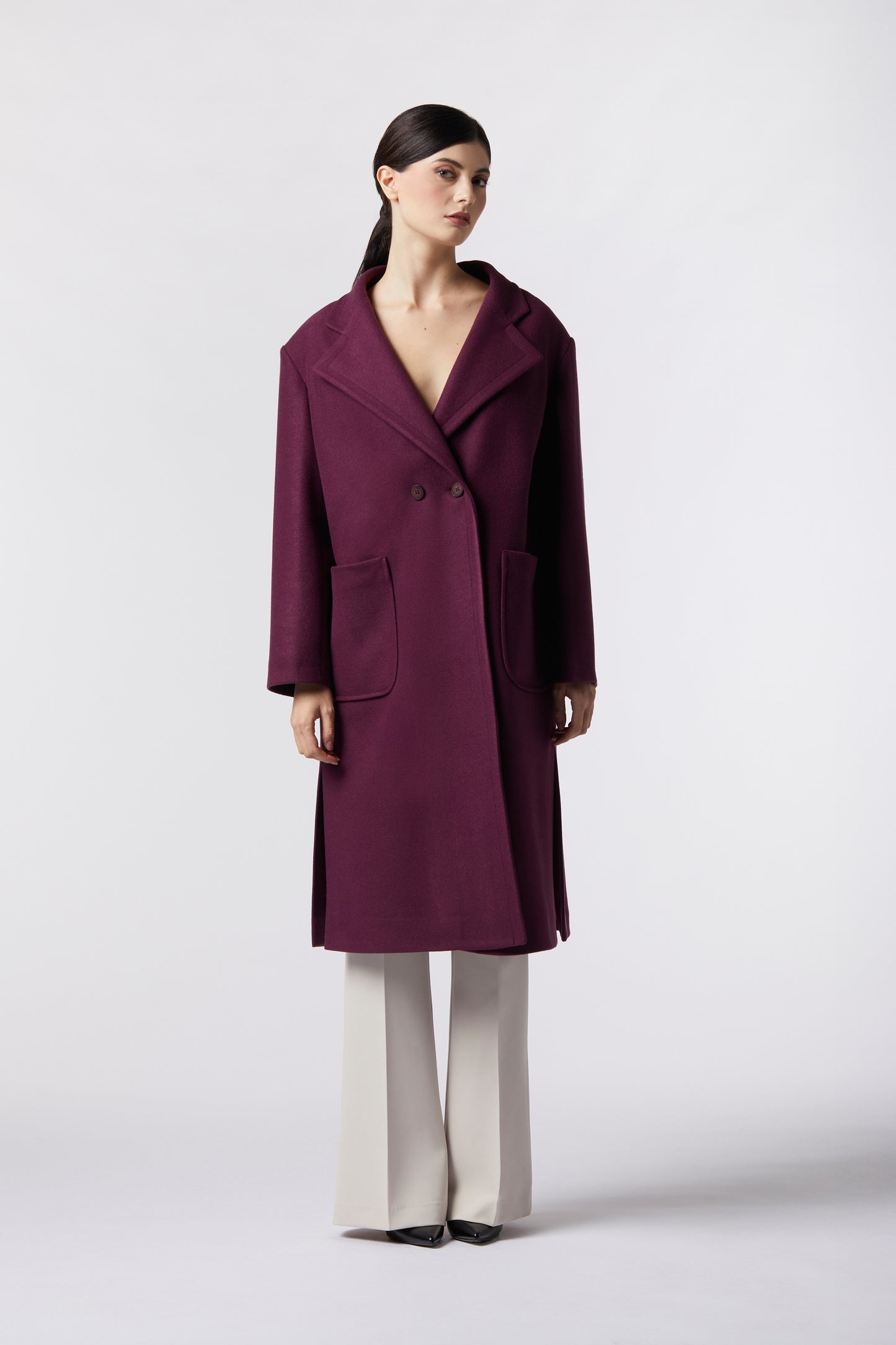 Cappotto doppiopetto in misto lana