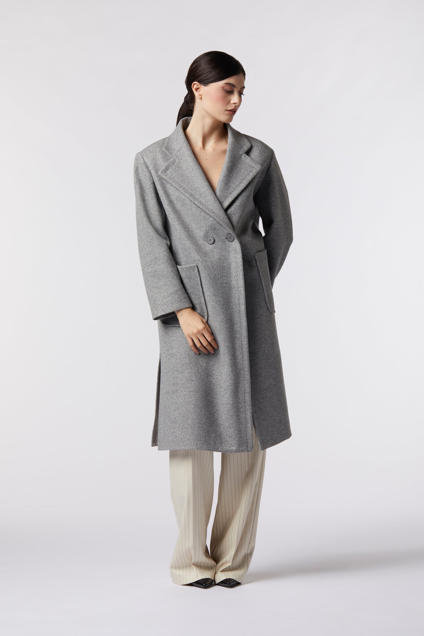 Cappotto doppiopetto in misto lana