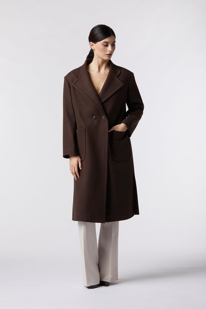 Cappotto doppiopetto in misto lana