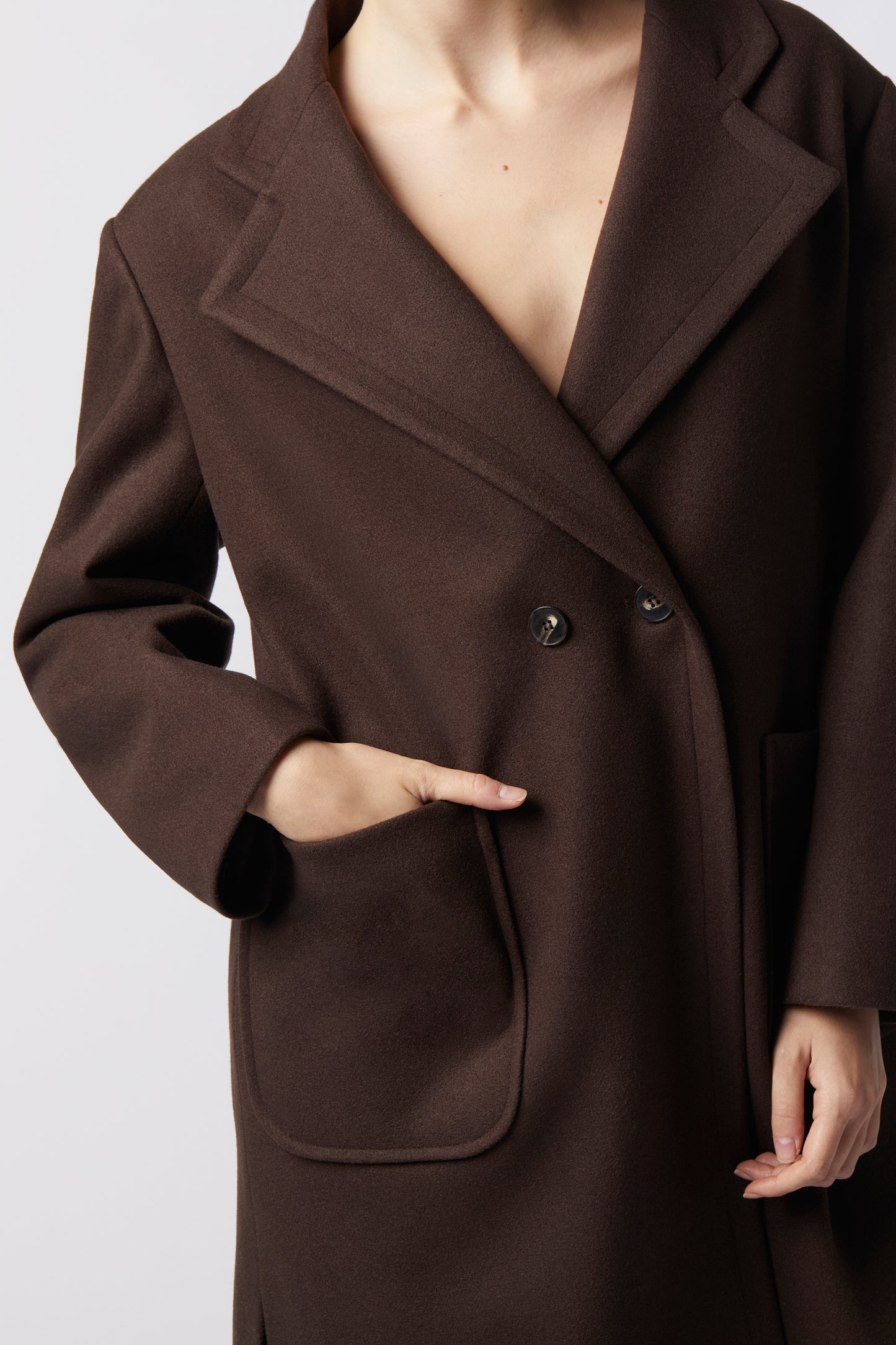 Cappotto doppiopetto in misto lana