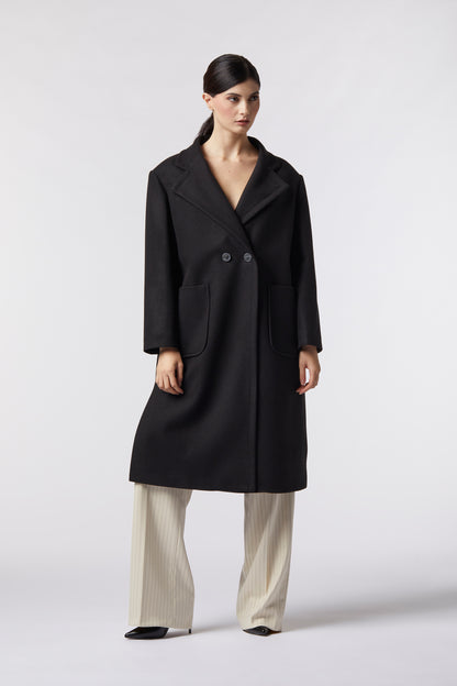 Cappotto doppiopetto in misto lana