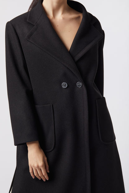 Cappotto doppiopetto in misto lana