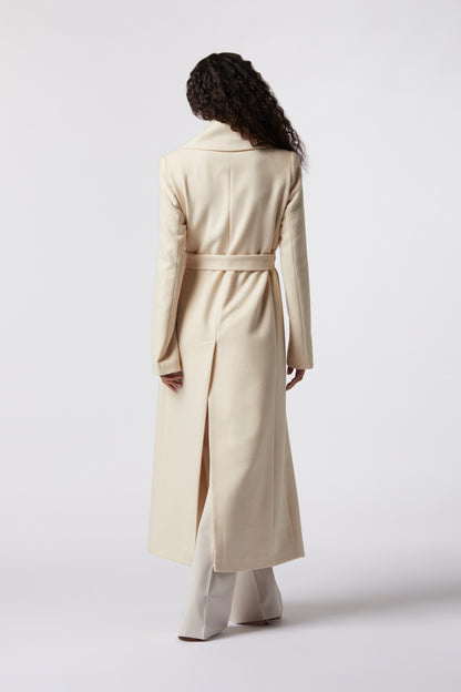 Cappotto lungo con cintura in misto lana