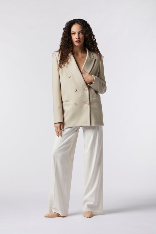 Cappotto corto doppiopetto in misto lana