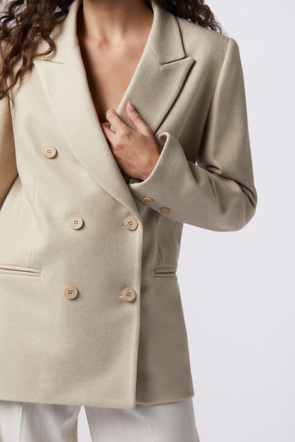 Cappotto corto doppiopetto in misto lana