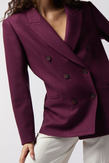 Cappotto corto doppiopetto in misto lana