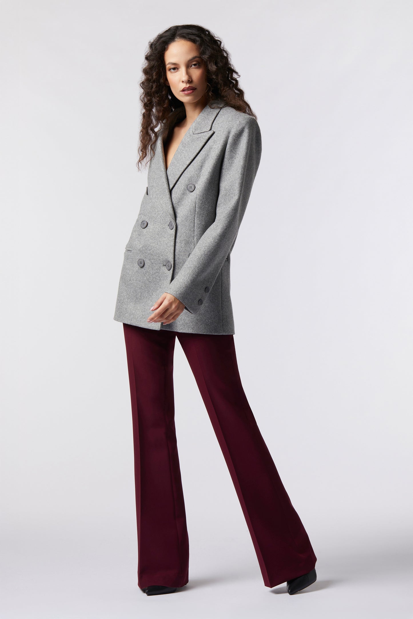 Cappotto corto doppiopetto in misto lana