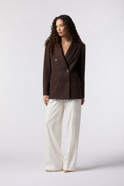 Cappotto corto doppiopetto in misto lana