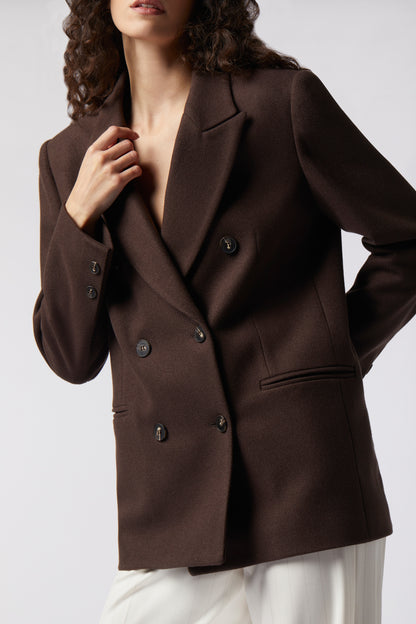 Cappotto corto doppiopetto in misto lana