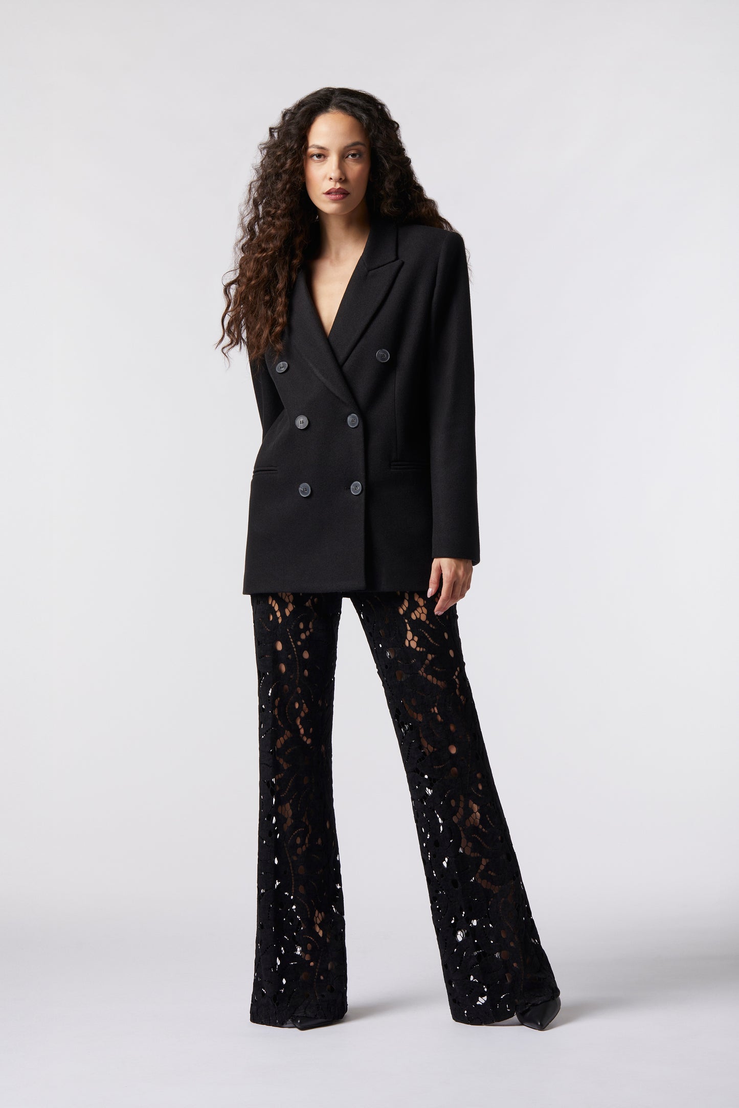 Cappotto corto doppiopetto in misto lana