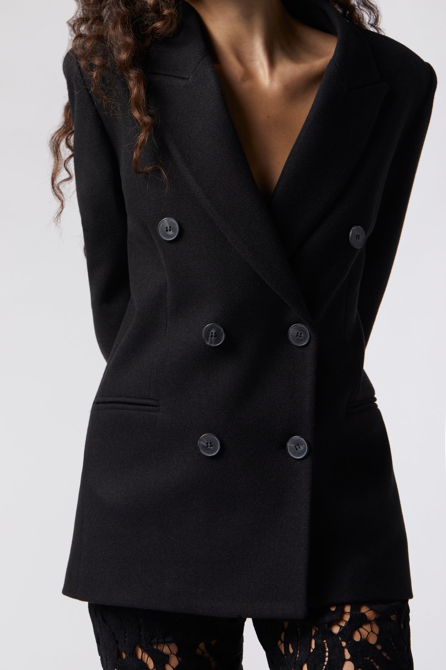 Cappotto corto doppiopetto in misto lana