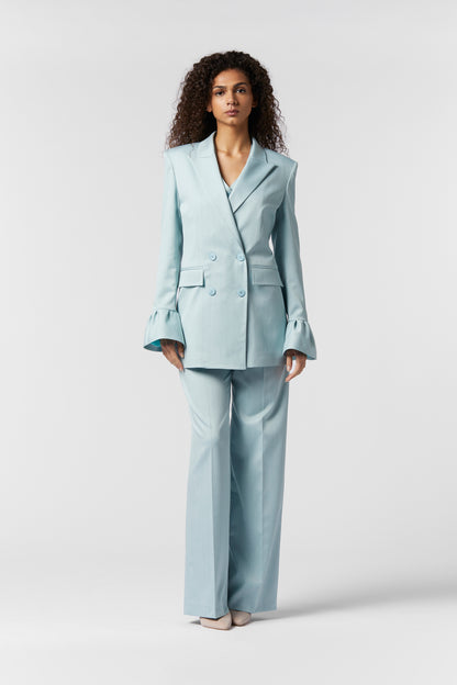Tailleur dettaglio Manica e Pantalone Palazzo - Gessato