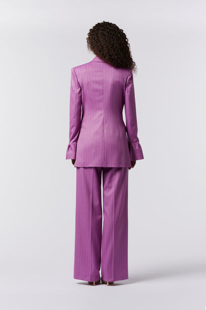 Tailleur dettaglio Manica e Pantalone Palazzo - Gessato