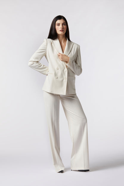 Tailleur Giacca doppiopetto e Pantalone palazzo – Gessato