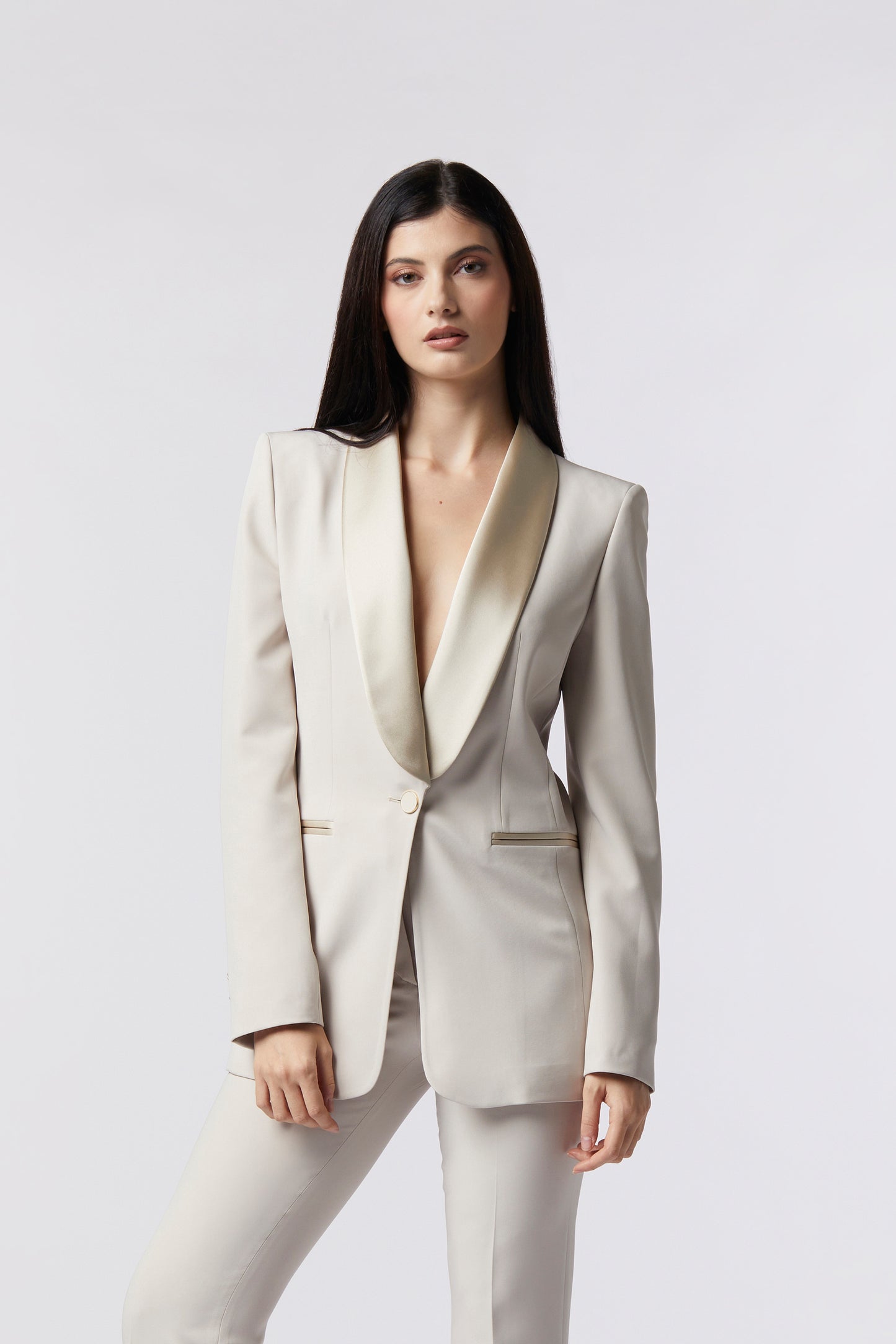 Giacca monopetto rever raso – Tessuto Stretch