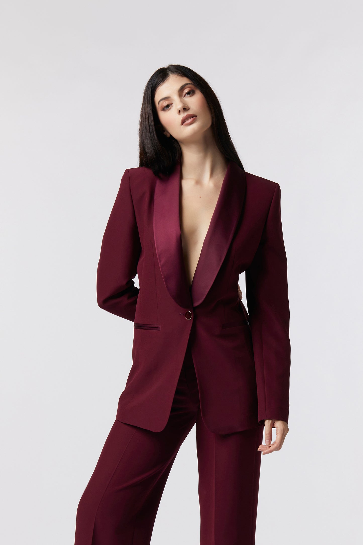 Giacca monopetto rever raso – Tessuto Stretch