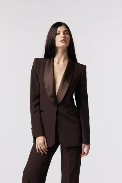 Giacca monopetto rever raso – Tessuto Stretch