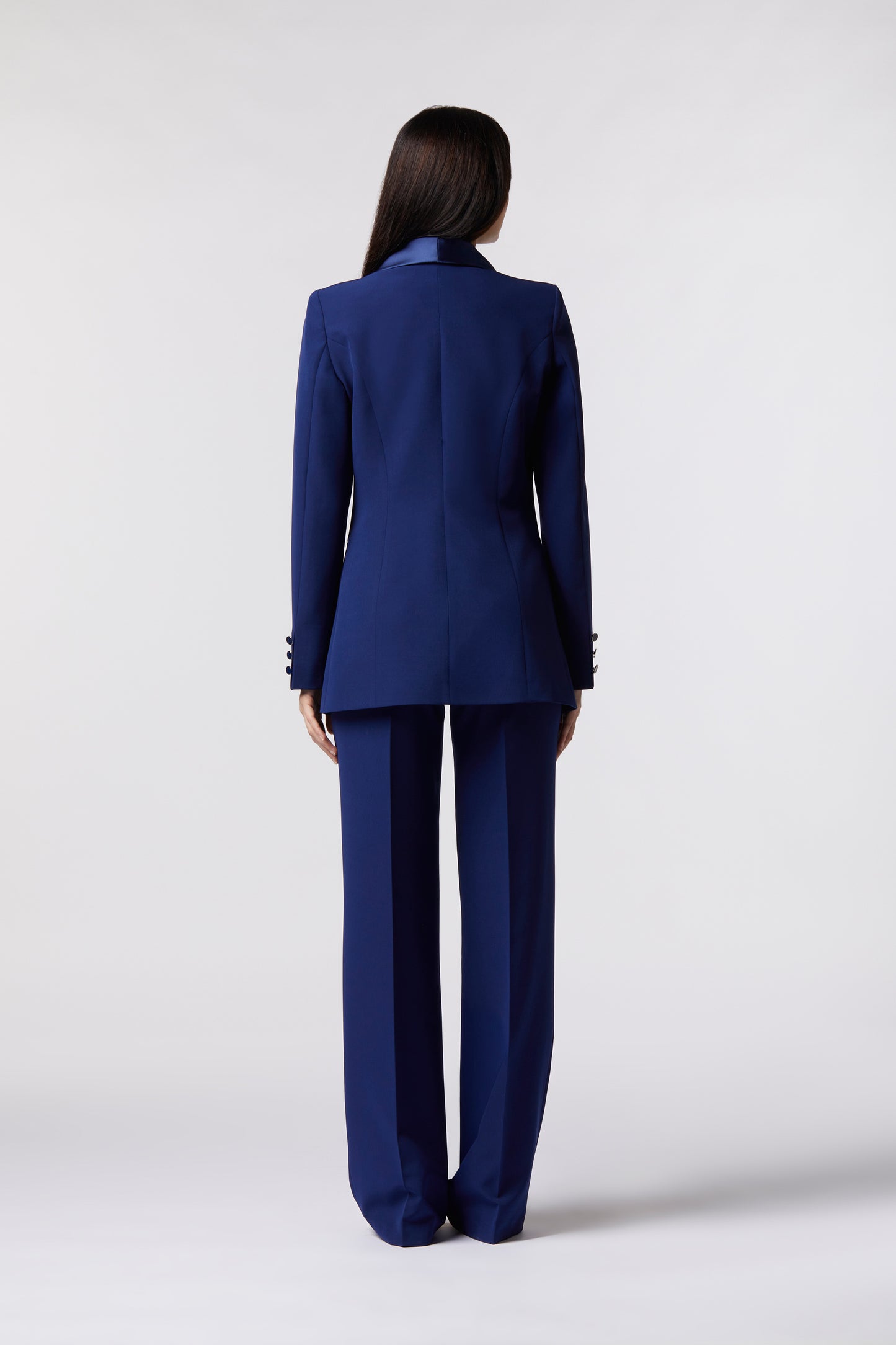 Tailleur Giacca monopetto rever raso e Pantalone palazzo – Tessuto Stretch